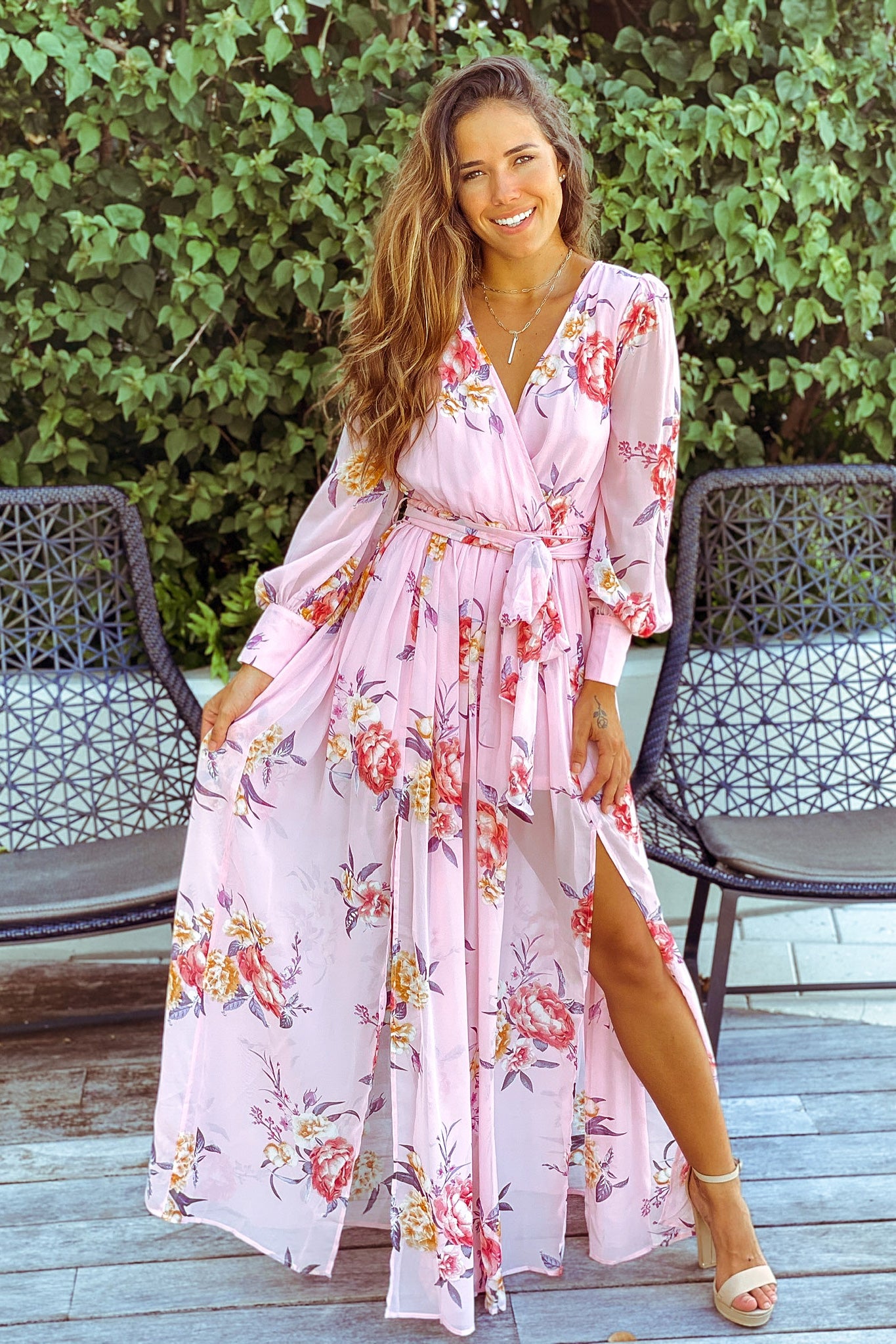 Dusty Pink Floral Maxi Dress | Vacation ...